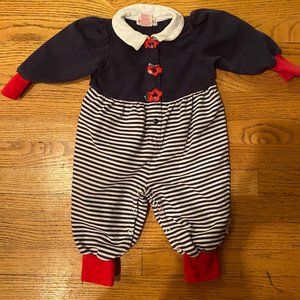Vintage Gymboree 90s Girls Romper - Size XSmall 9- 8 mo - Navy White Red - RARE